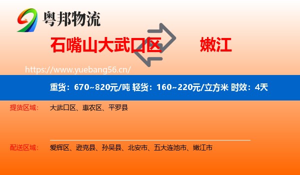 石嘴山大武口区到嫩江市物流 石嘴山大武口区到嫩江市物流专线名片