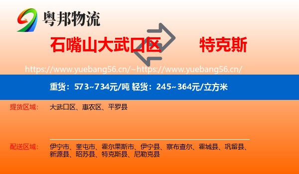 石嘴山大武口区到特克斯县物流