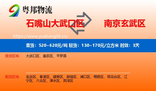 石嘴山大武口区到玄武区物流专线名片