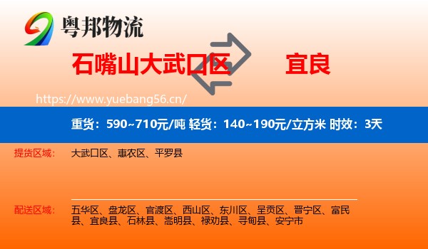 石嘴山大武口区到宜良县物流专线名片