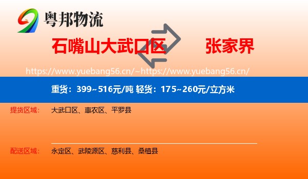 石嘴山大武口区到张家界物流