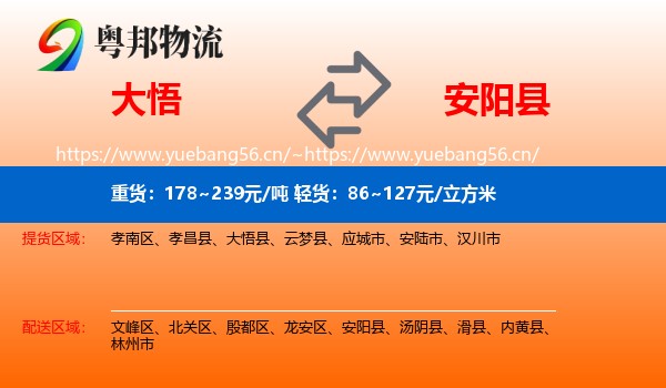 大悟到安阳县物流