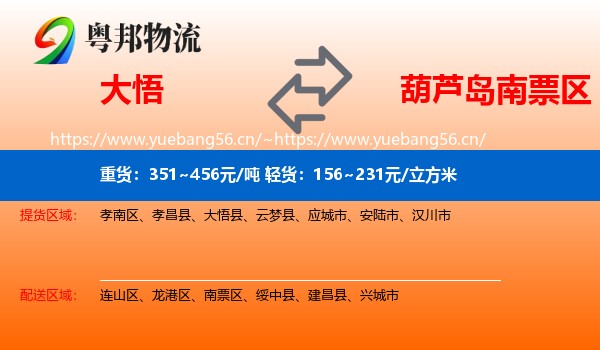 大悟到南票区物流