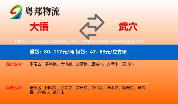 大悟到武穴市物流