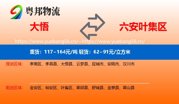 大悟到叶集区物流