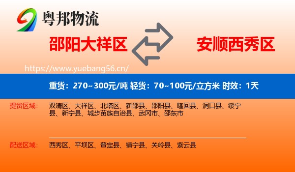 邵阳大祥区到西秀区物流专线名片