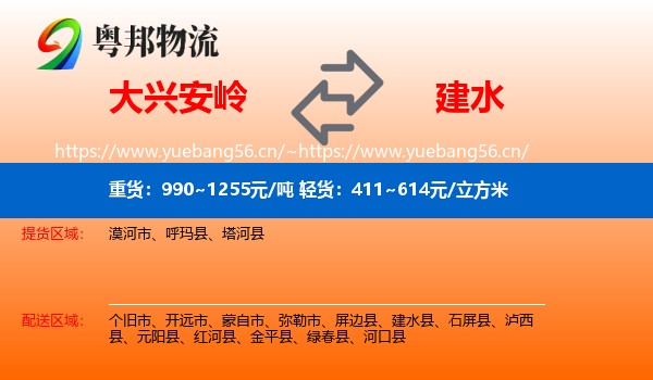 大兴安岭到建水县物流