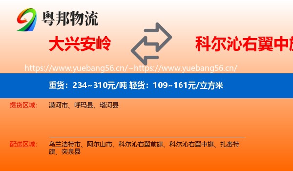 大兴安岭到科尔沁右翼中旗物流