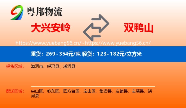 大兴安岭到双鸭山物流