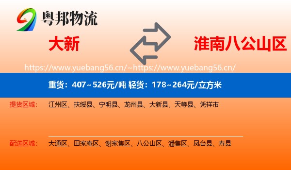 大新到八公山区物流