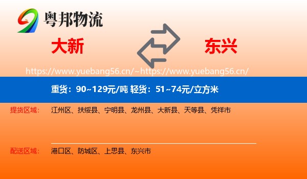 大新到东兴市物流