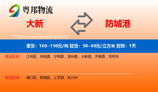 大新到防城港物流专线名片