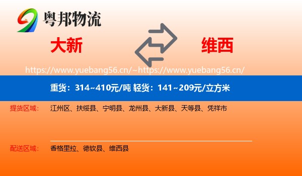 大新到维西县物流