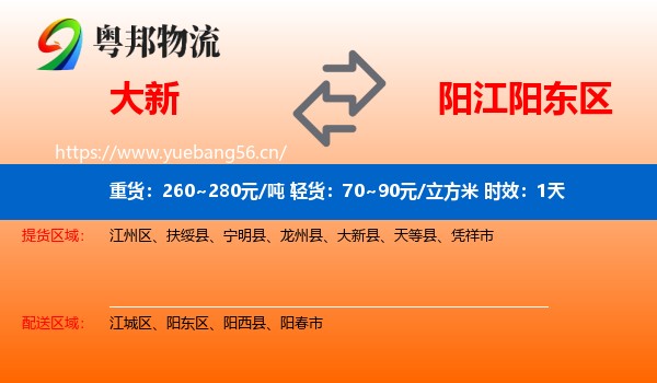 大新到阳东区物流专线名片