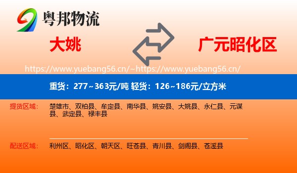 大姚到昭化区物流
