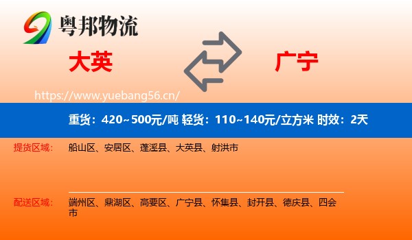 大英到广宁县物流专线名片