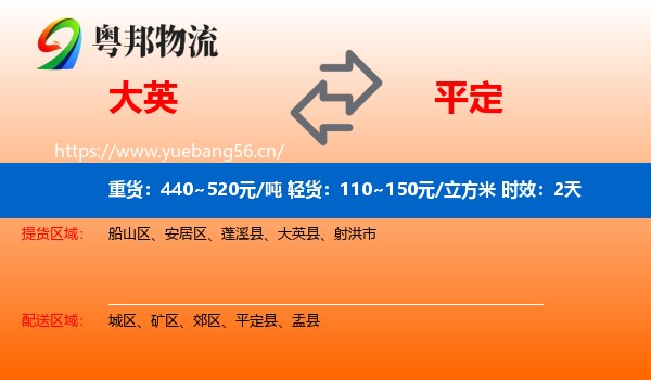 大英到平定县物流专线名片