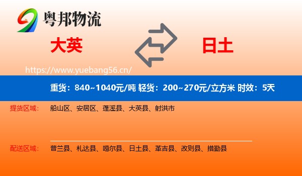大英到日土县物流专线名片