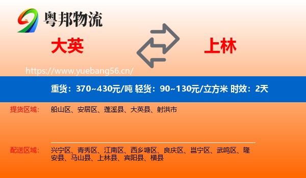 大英到上林县物流专线名片