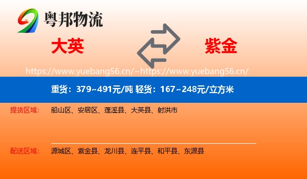 大英到紫金县物流