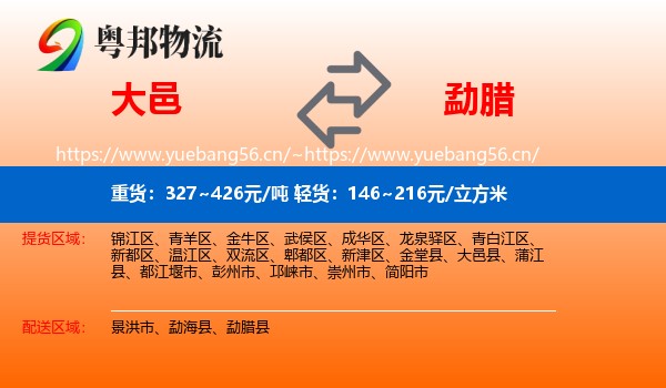 大邑到勐腊县物流