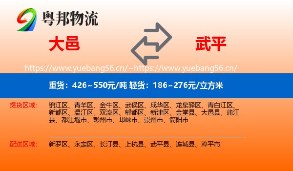 大邑到武平县物流