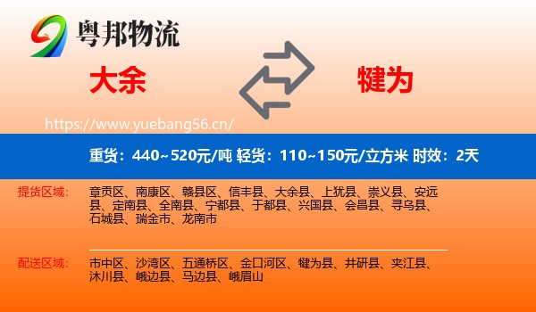 大余到犍为县物流专线名片