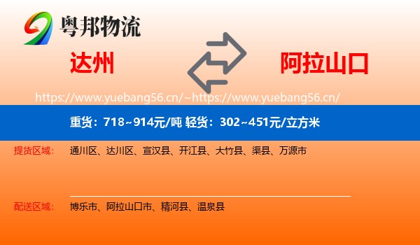 达州到阿拉山口市物流