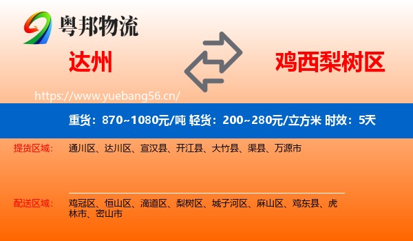 达州到梨树区物流 达州到梨树区物流专线名片