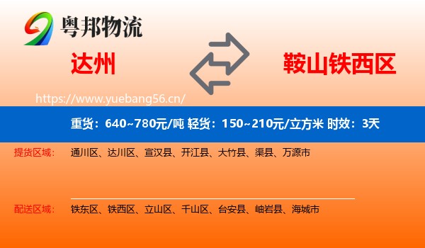 达州到铁西区物流 达州到铁西区物流专线名片