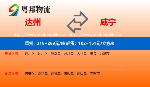 达州到咸宁物流