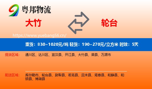 大竹到轮台县物流专线名片