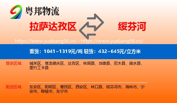 拉萨达孜区到绥芬河市物流