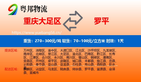 重庆大足区到罗平县物流专线名片