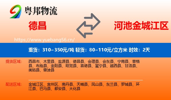 德昌到金城江区物流专线名片