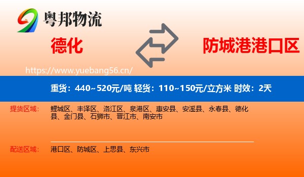 德化到港口区物流专线名片