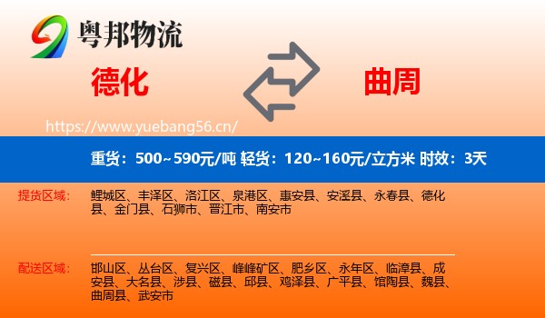 德化到曲周县物流 德化到曲周县物流专线名片