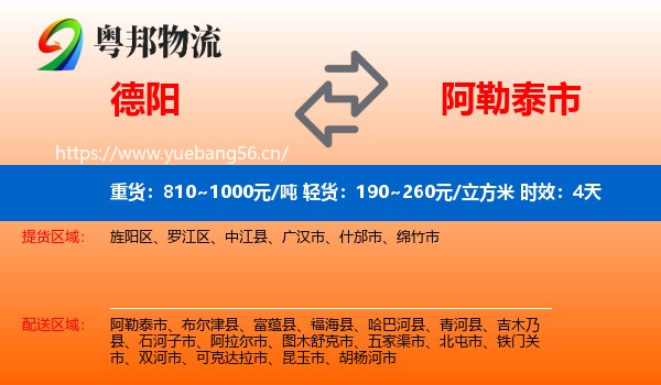 德阳到阿勒泰市物流专线名片