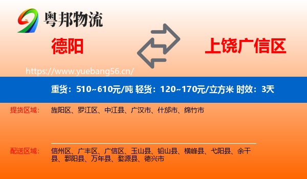德阳到广信区物流专线名片