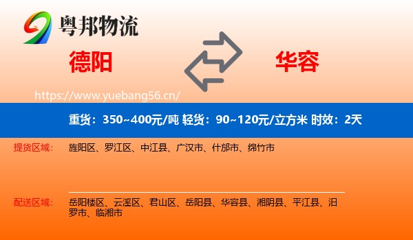 德阳到华容县物流专线名片