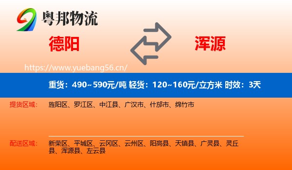德阳到浑源县物流专线名片