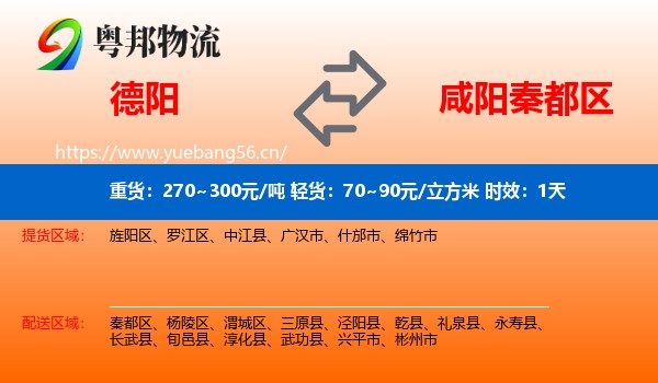 德阳到秦都区物流专线名片