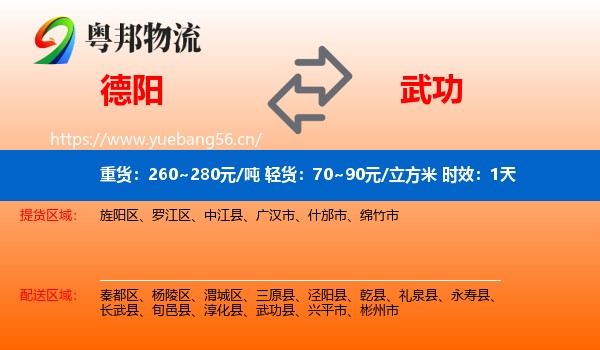 德阳到武功县物流专线名片