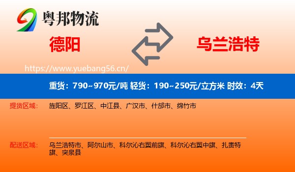 德阳到乌兰浩特市物流专线名片