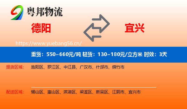 德阳到宜兴市物流专线名片