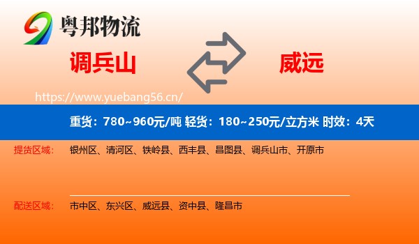 调兵山到威远县物流专线名片
