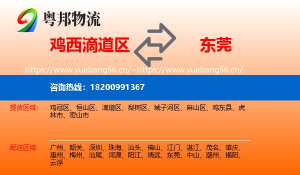 鸡西滴道区到东莞物流
