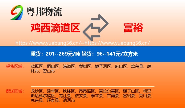 滴道区到富裕县物流专线
