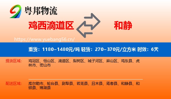 鸡西滴道区到和静县物流专线名片