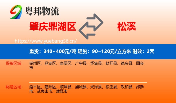 肇庆鼎湖区到松溪县物流专线名片